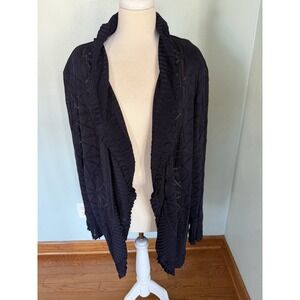 Exclusively Misook Cardigan Black Textured Knit Cardigan Shawl Collar Sz 3XL